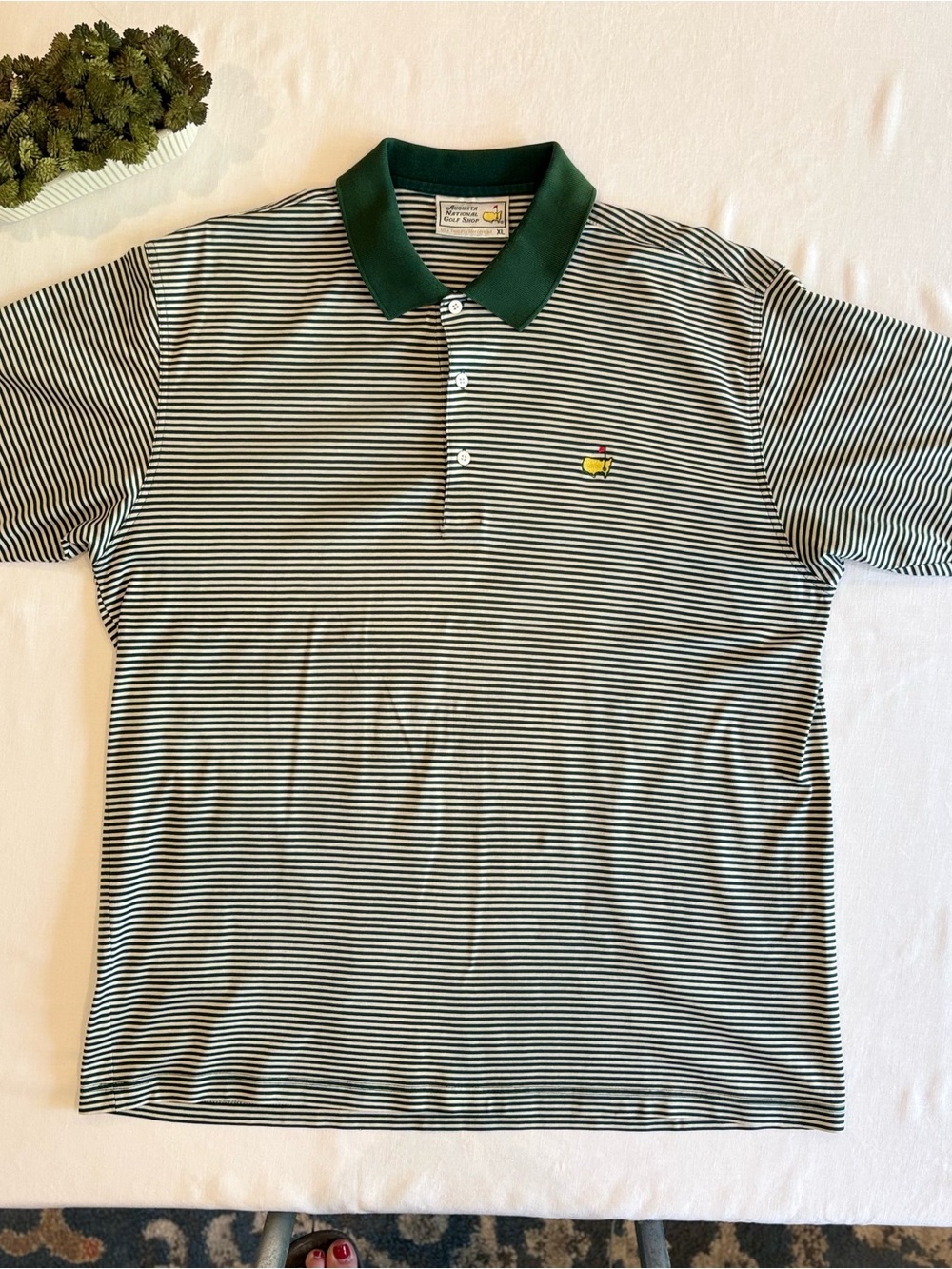Augusta National Golf Shop Masters Polo Shirt XL Green Stripe 100% Cotton
